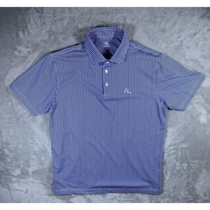 Rhoback Polo Shirt Mens Medium Blue Texas State Print Golf Performance Stretch